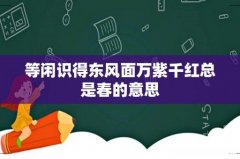 等闲识得东风面万紫千红总是春的意思