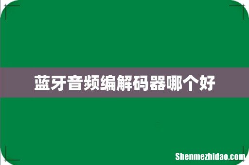 蓝牙音频编解码器哪个好