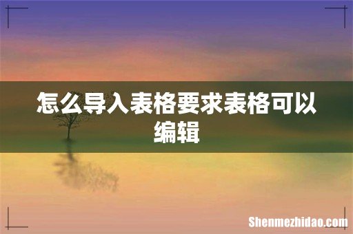 怎么导入表格要求表格可以编辑