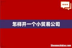 怎样开一个小贸易公司