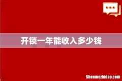 开锁一年能收入多少钱