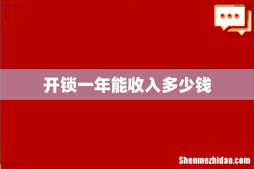 开锁一年能收入多少钱