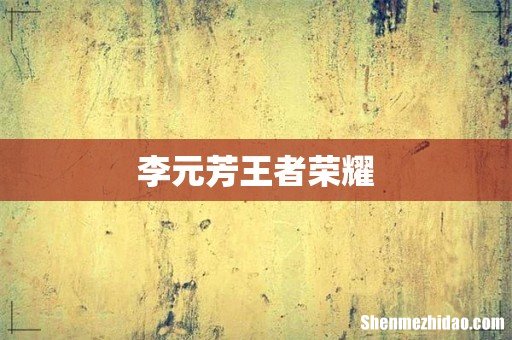李元芳王者荣耀