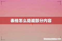 表格怎么隐藏部分内容