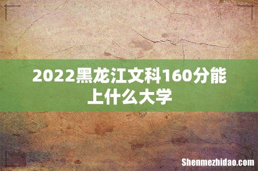 2022黑龙江文科160分能上什么大学