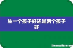 生一个孩子好还是两个孩子好