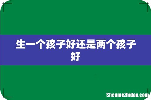 生一个孩子好还是两个孩子好