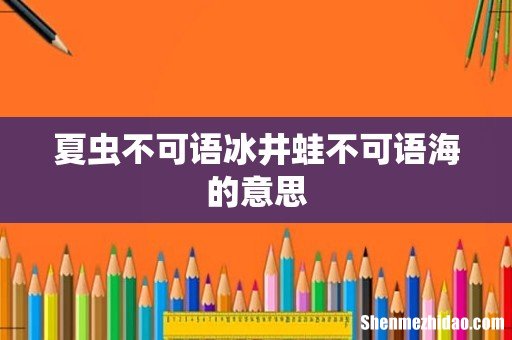 夏虫不可语冰井蛙不可语海的意思