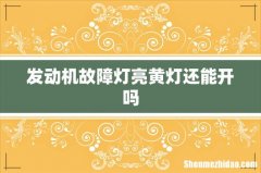 发动机故障灯亮黄灯还能开吗