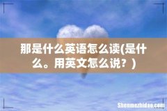 是什么。用英文怎么说？ 那是什么英语怎么读