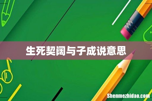 生死契阔与子成说意思