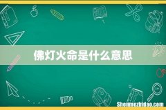 佛灯火命是什么意思
