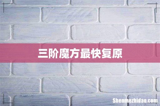 三阶魔方最快复原