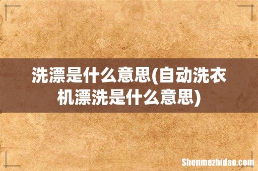 自动洗衣机漂洗是什么意思 洗漂是什么意思