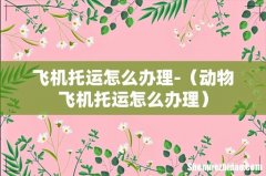 动物飞机托运怎么办理 飞机托运怎么办理-