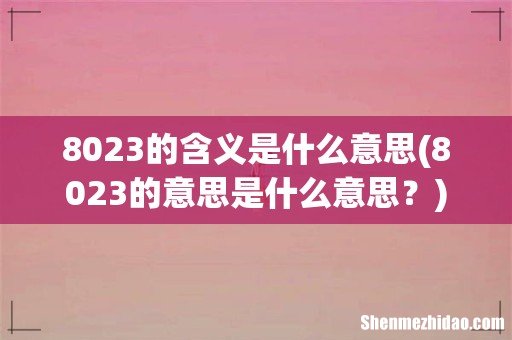 8023的意思是什么意思? 8023的含义是什么意思