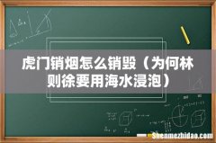 为何林则徐要用海水浸泡 虎门销烟怎么销毁