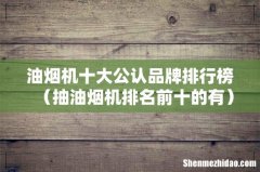 抽油烟机排名前十的有 油烟机十大公认品牌排行榜