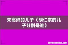 明仁宗的儿子分别是谁 朱高炽的儿子