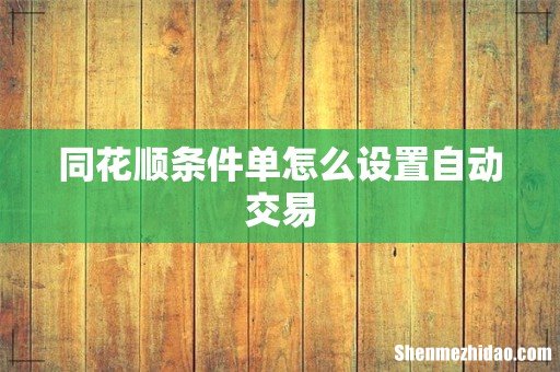 同花顺条件单怎么设置自动交易