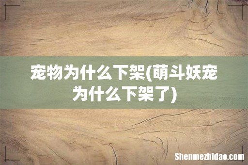 萌斗妖宠为什么下架了 宠物为什么下架