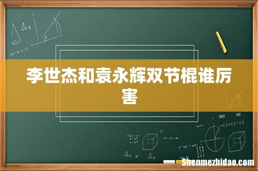 李世杰和袁永辉双节棍谁厉害