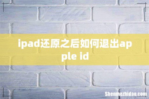 ipad还原之后如何退出apple id
