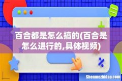 百合是怎么进行的,具体视频 百合都是怎么搞的