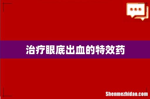 治疗眼底出血的特效药