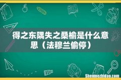 法穆兰偷停 得之东隅失之桑榆是什么意思