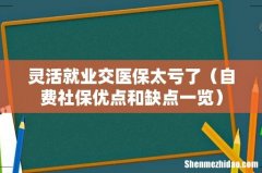 自费社保优点和缺点一览 灵活就业交医保太亏了