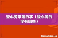 竖心旁的字有哪些 竖心旁字旁的字