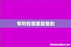 专利在哪里能查到