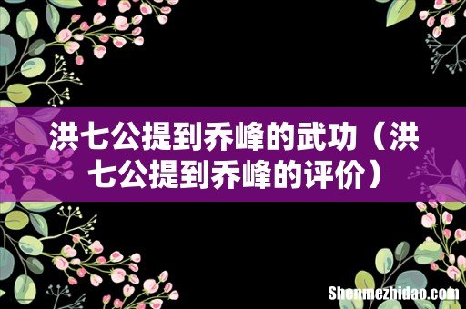 洪七公提到乔峰的评价 洪七公提到乔峰的武功