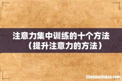 提升注意力的方法 注意力集中训练的十个方法