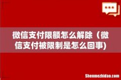 微信支付限额怎么解除（微信支付被限制是怎么回事)