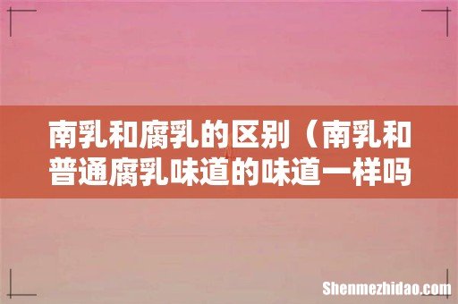 南乳和普通腐乳味道的味道一样吗 南乳和腐乳的区别