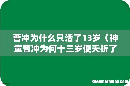 神童曹冲为何十三岁便夭折了 曹冲为什么只活了13岁