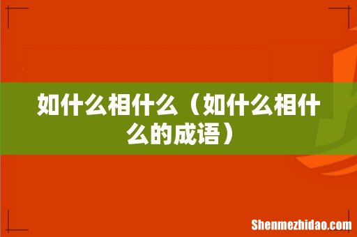 如什么相什么的成语 如什么相什么