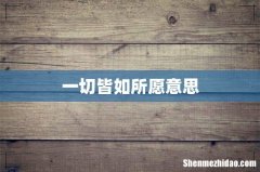 一切皆如所愿意思