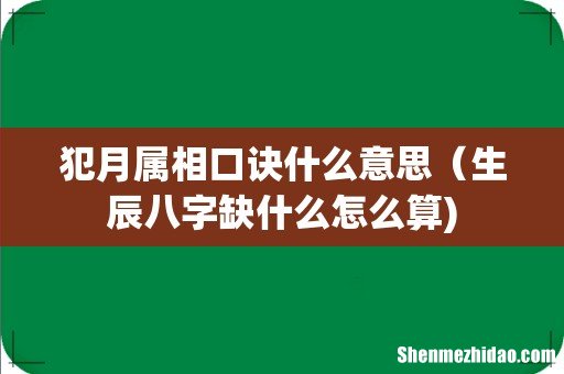 犯月属相口诀什么意思(生辰八字缺什么怎么算)