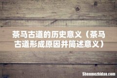 茶马古道形成原因并简述意义 茶马古道的历史意义