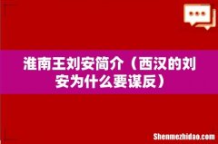 西汉的刘安为什么要谋反 淮南王刘安简介