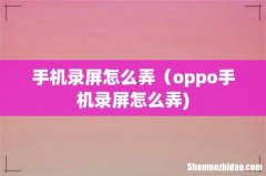 手机录屏怎么弄（oppo手机录屏怎么弄)