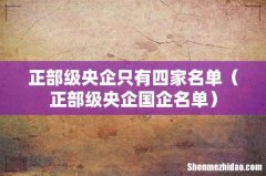 正部级央企国企名单 正部级央企只有四家名单