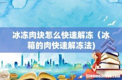 冰冻肉块怎么快速解冻（冰箱的肉快速解冻法)