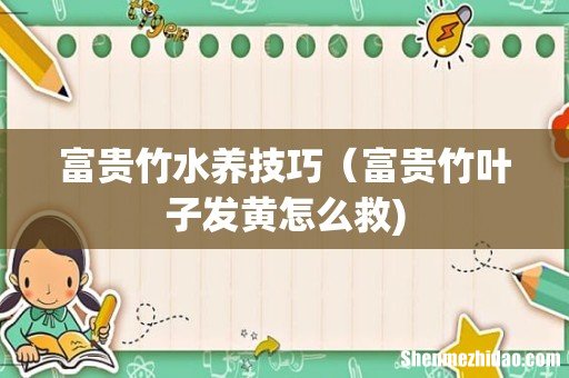 富贵竹水养技巧(富贵竹叶子发黄怎么救)