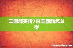 三国群英传7白玉麒麟怎么得