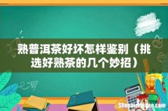 挑选好熟茶的几个妙招 熟普洱茶好坏怎样鉴别
