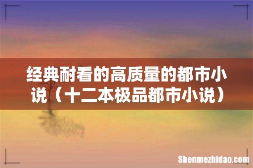十二本极品都市小说 经典耐看的高质量的都市小说